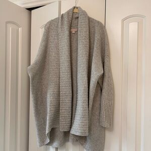 Knox Rose Light Gray Open-Front Ribbed Shawl Collar Cardigan